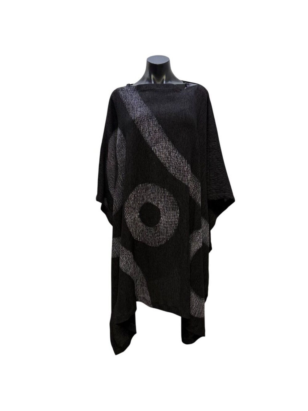 Steve Sells Studio Black & Gray Textured Poncho One Size